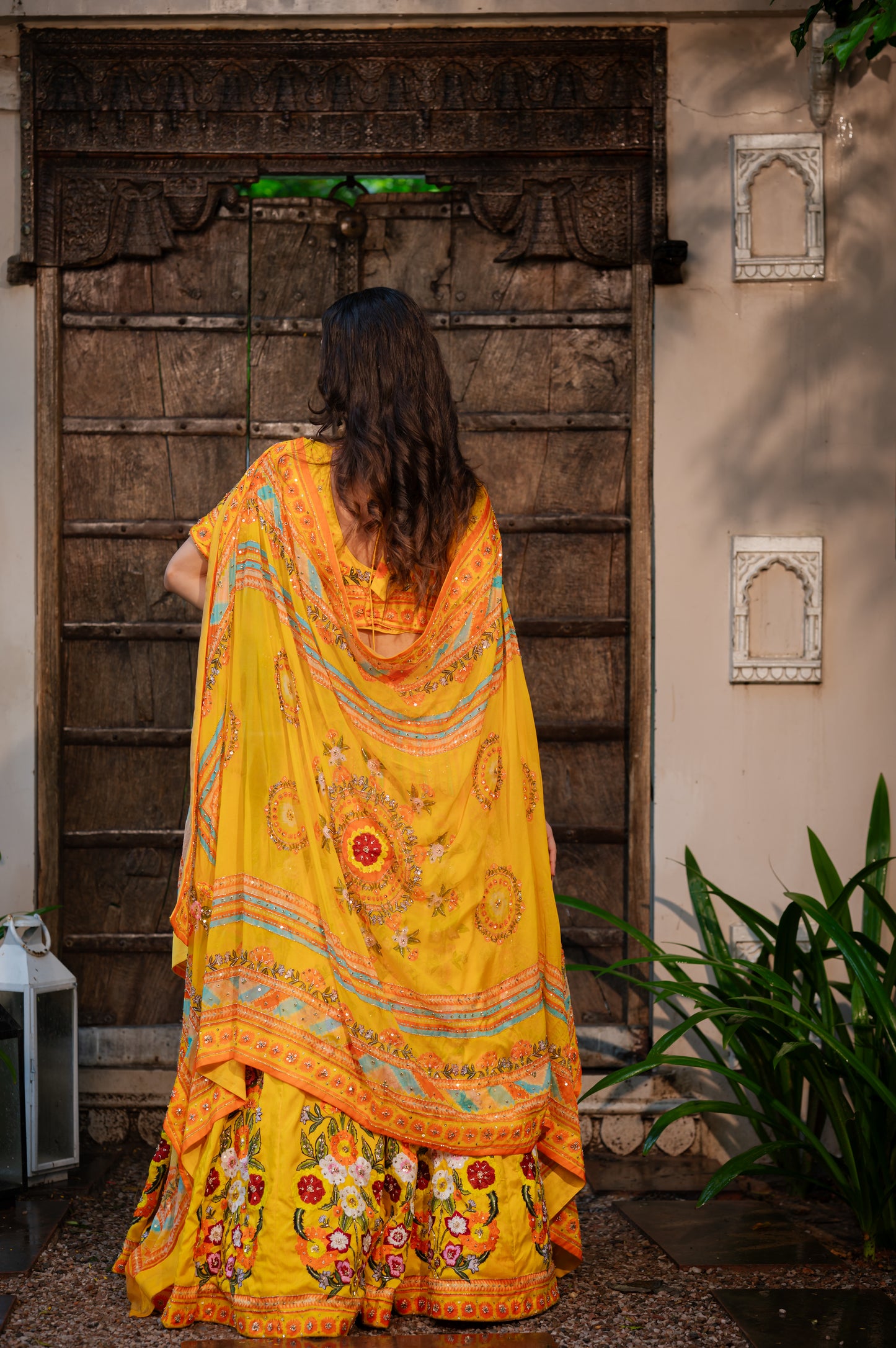Mango Yellow Silk Lehenga with Thread Kardana Sequins Work