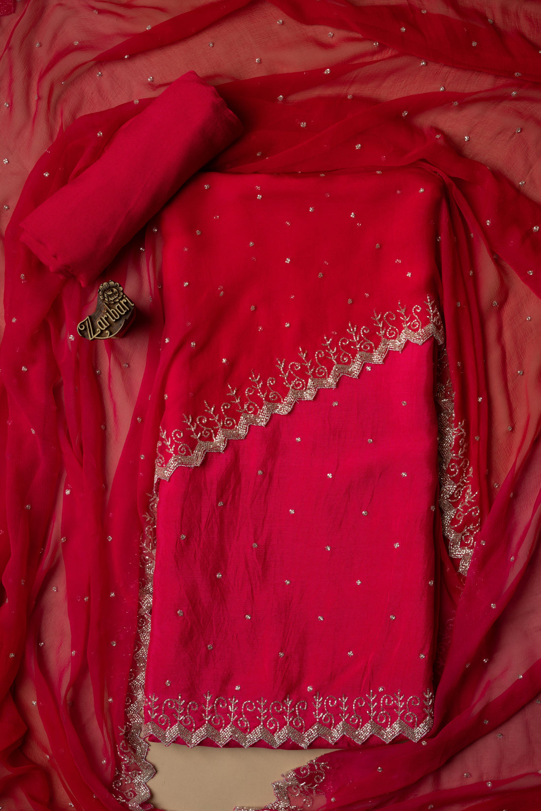 Unstitched Rani Silk Suit: The Epitome of Elegance and Grace