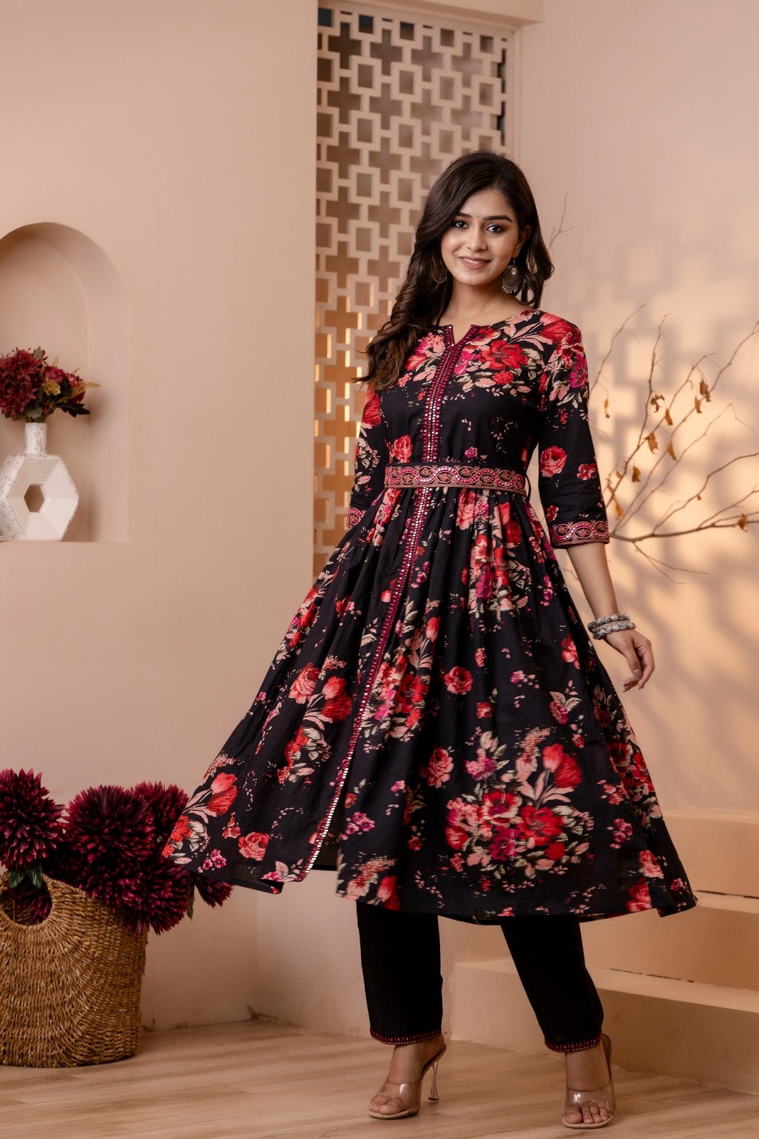 Black Printed Anarkali