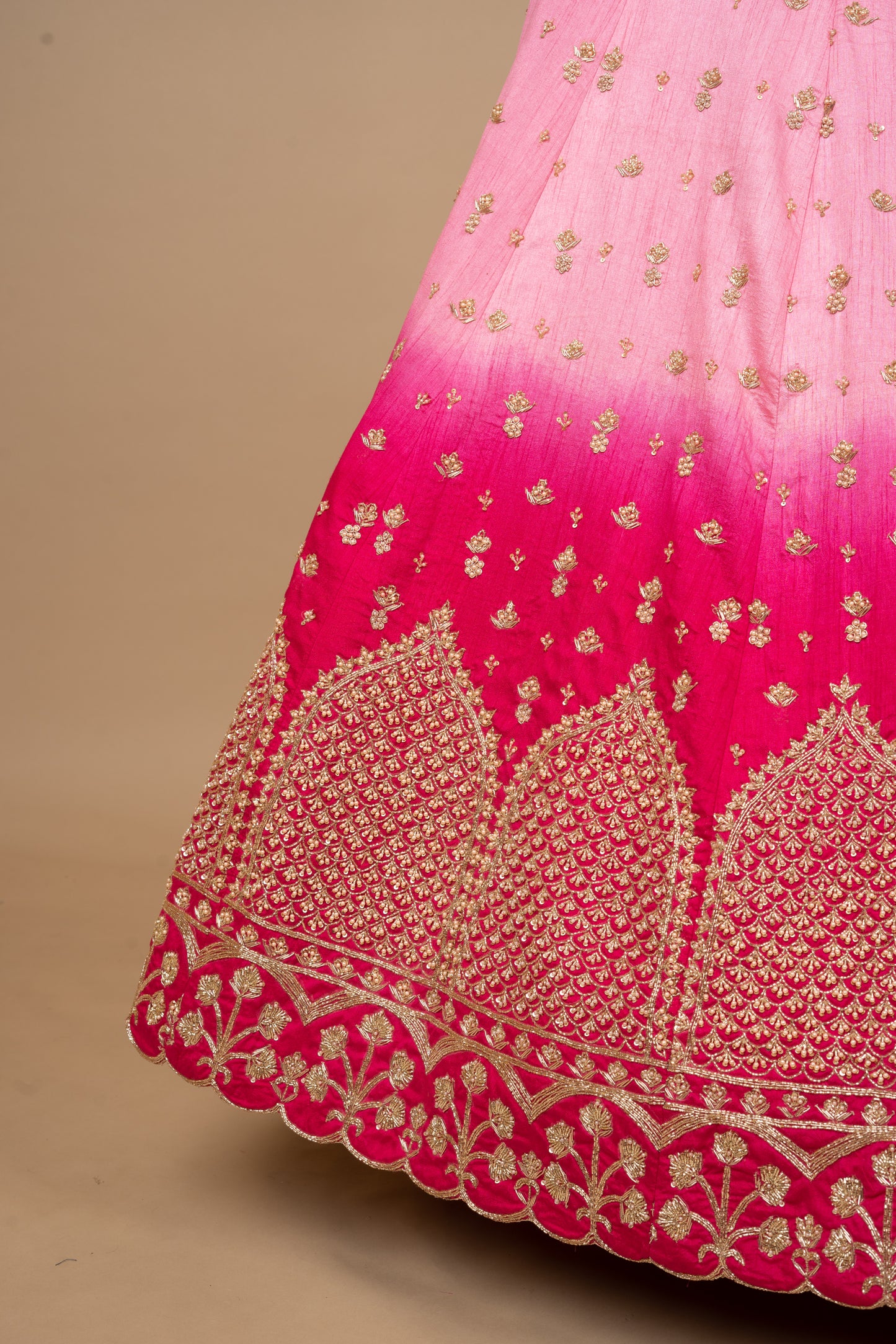 Shaded Rani Designer Bridal Mehrav Raw Silk Lehenga