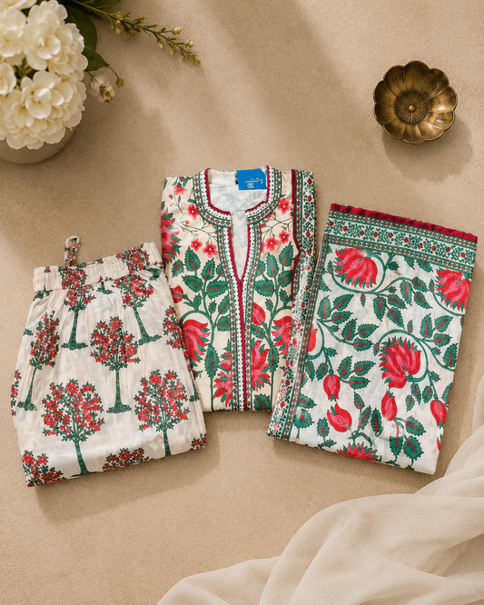 Zaribari Floral Digital Printed Suit Set