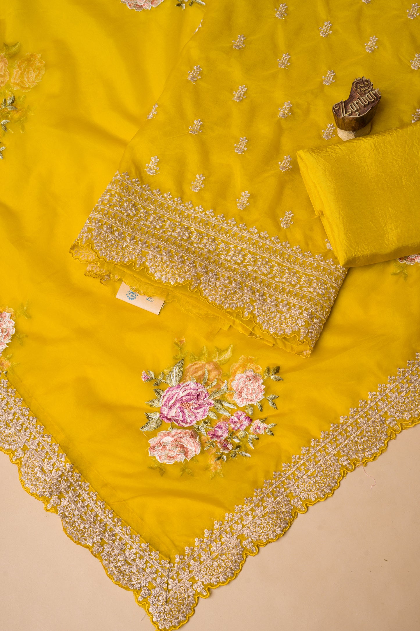 Yellow S-5020 Organza Unstitched Suit