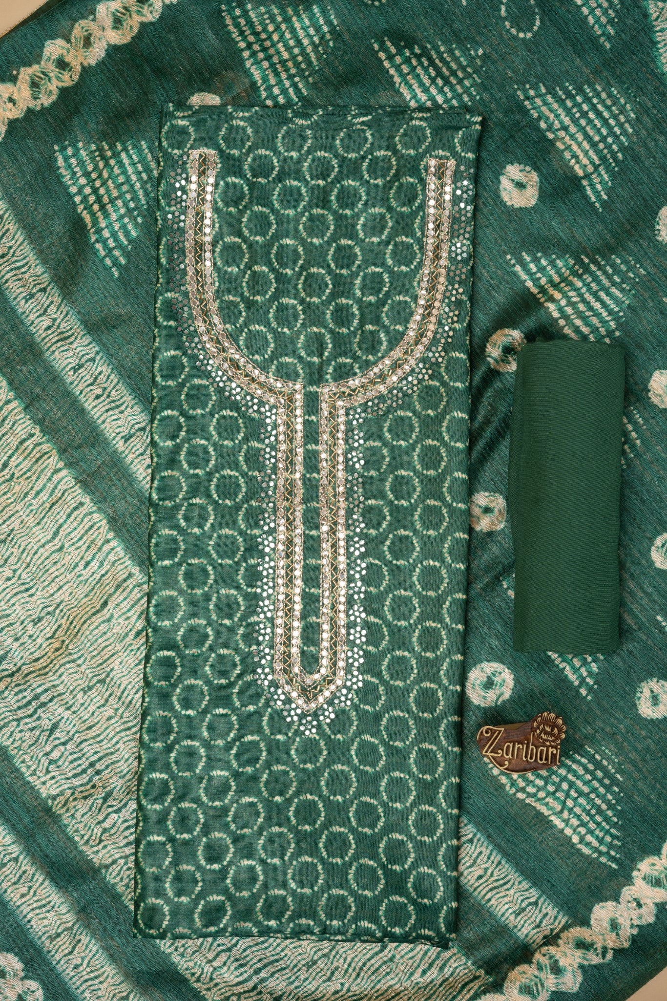 Green GB 1292 Silk Unstitched Suit
