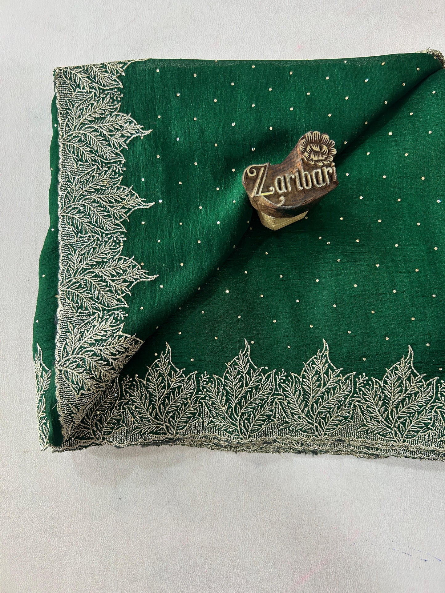 Silk Bottle Green Saree