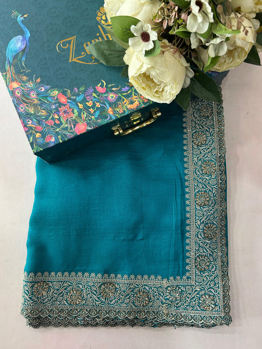 Silk Rama Green Saree