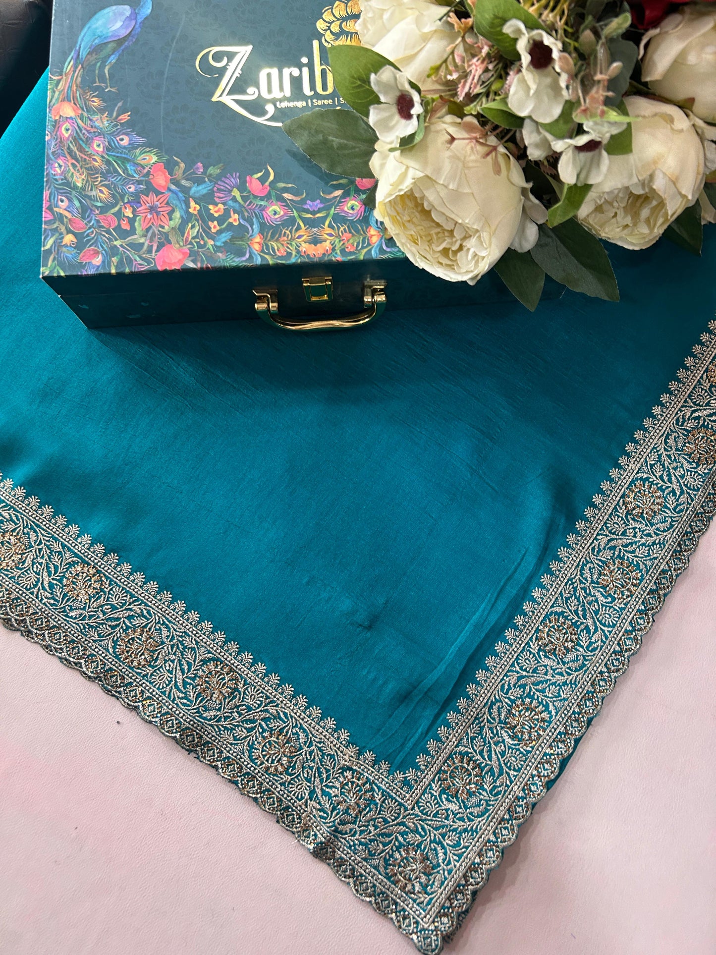 Silk Rama Green Saree