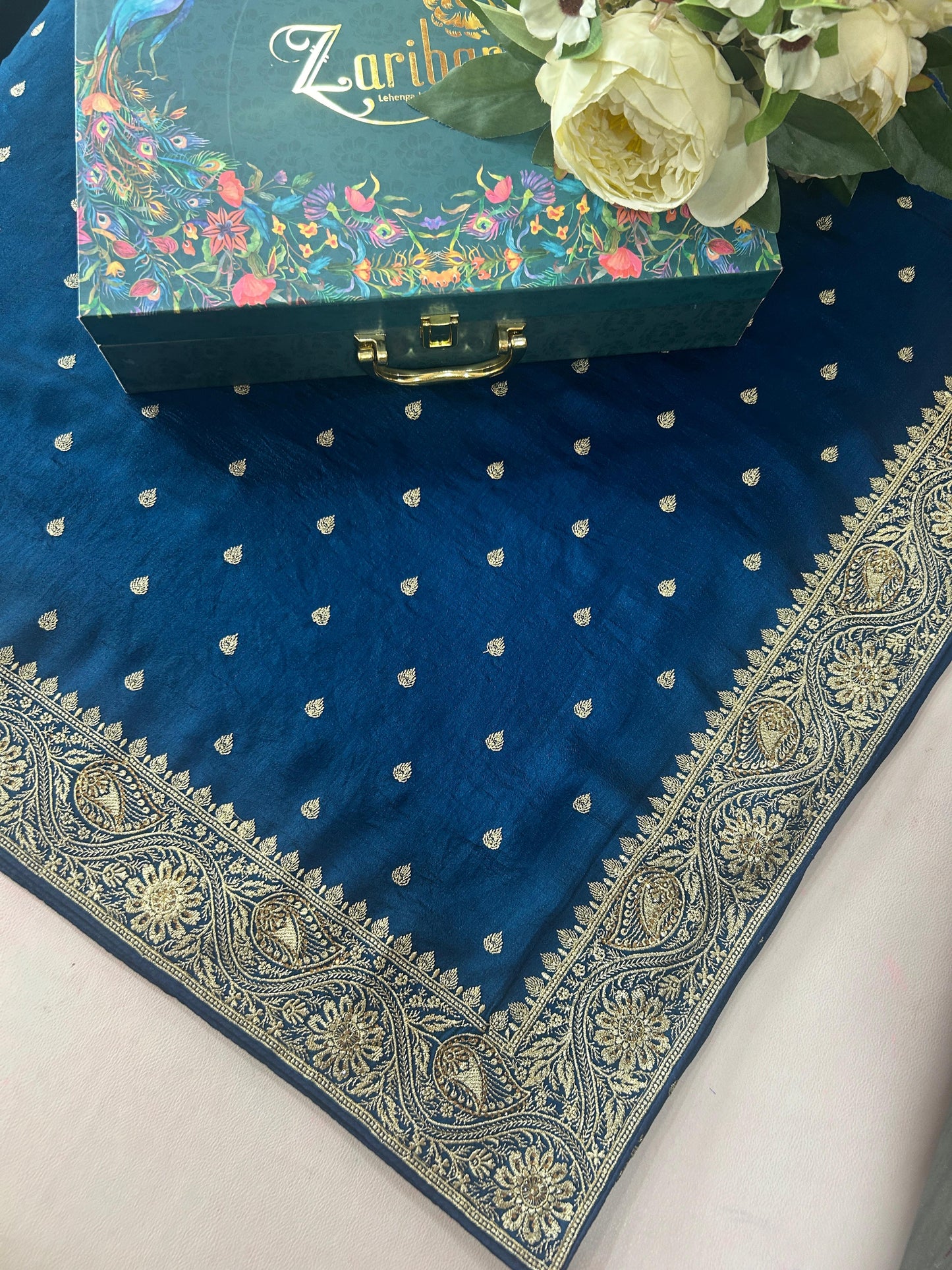 Silk Teal Blue Saree