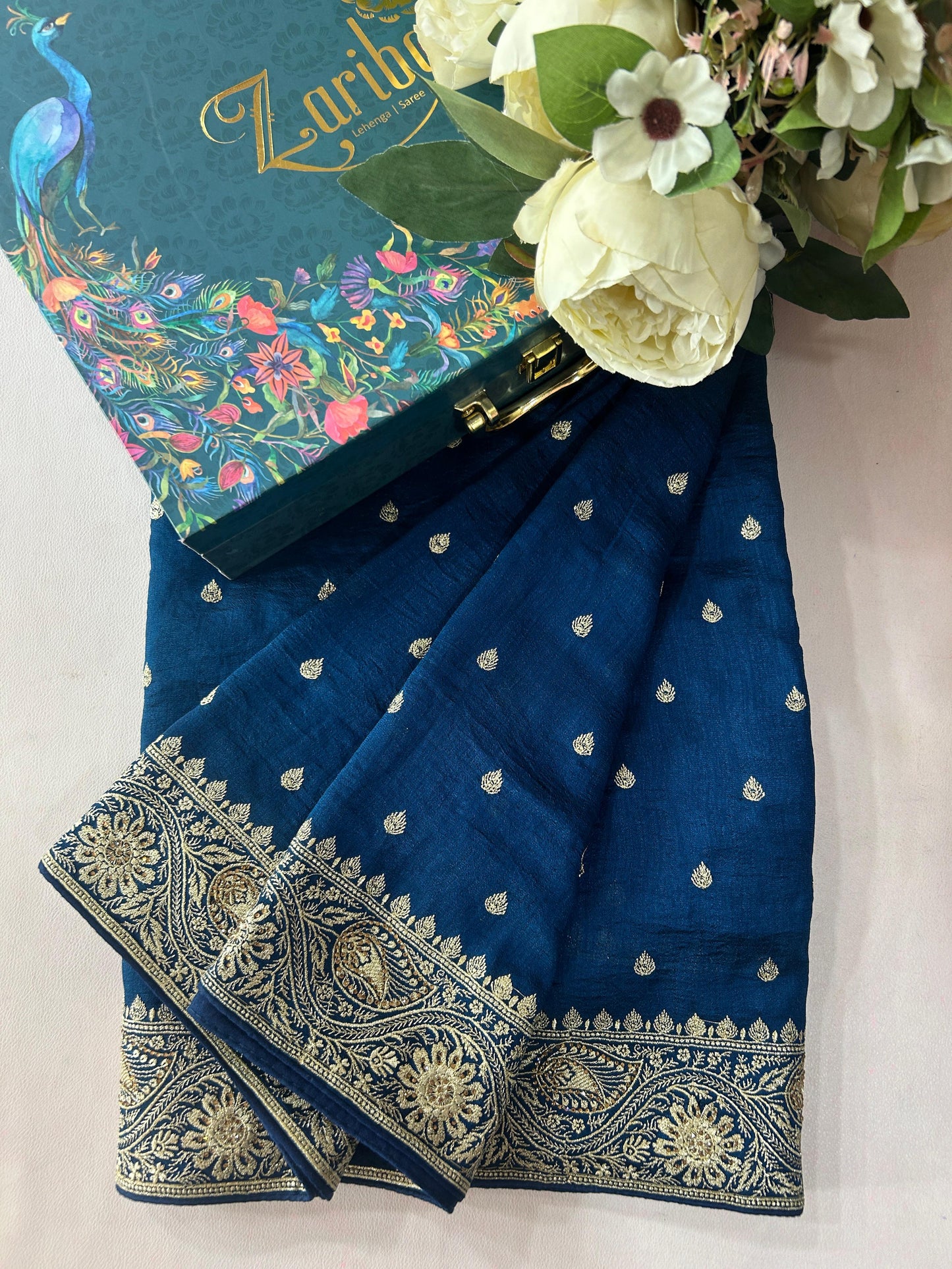 Silk Teal Blue Saree