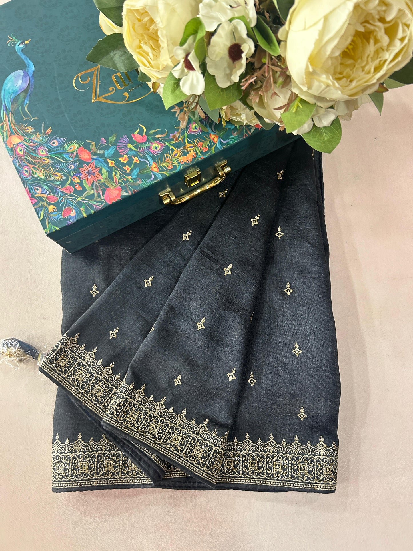 Silk Charcoal Colour Saree