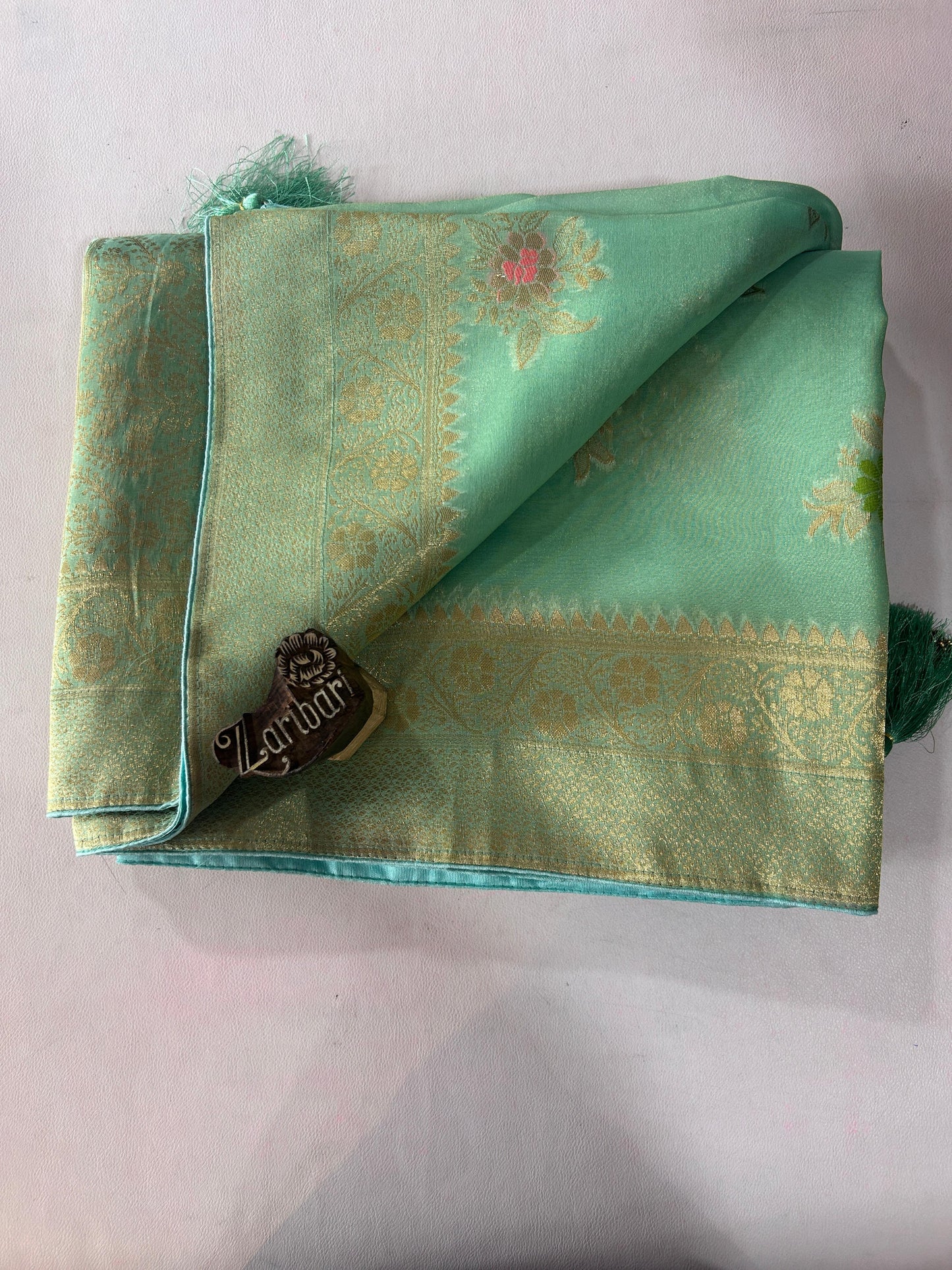 Sea Green Tissue Silk Saree