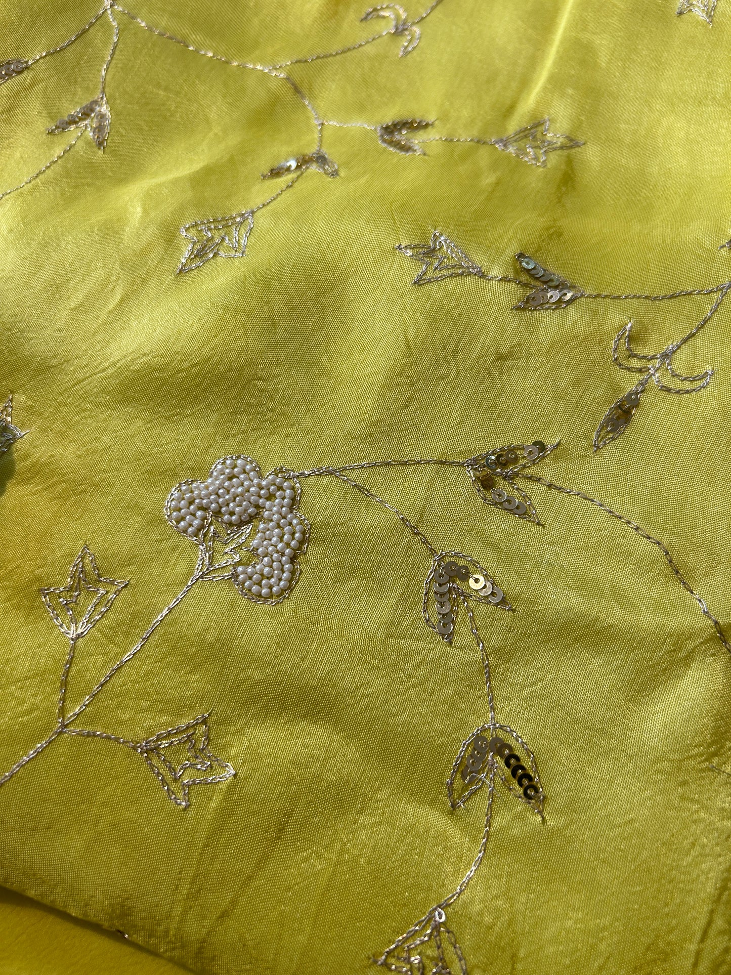 Yellow Colour Russian Silk Unstitched Suit