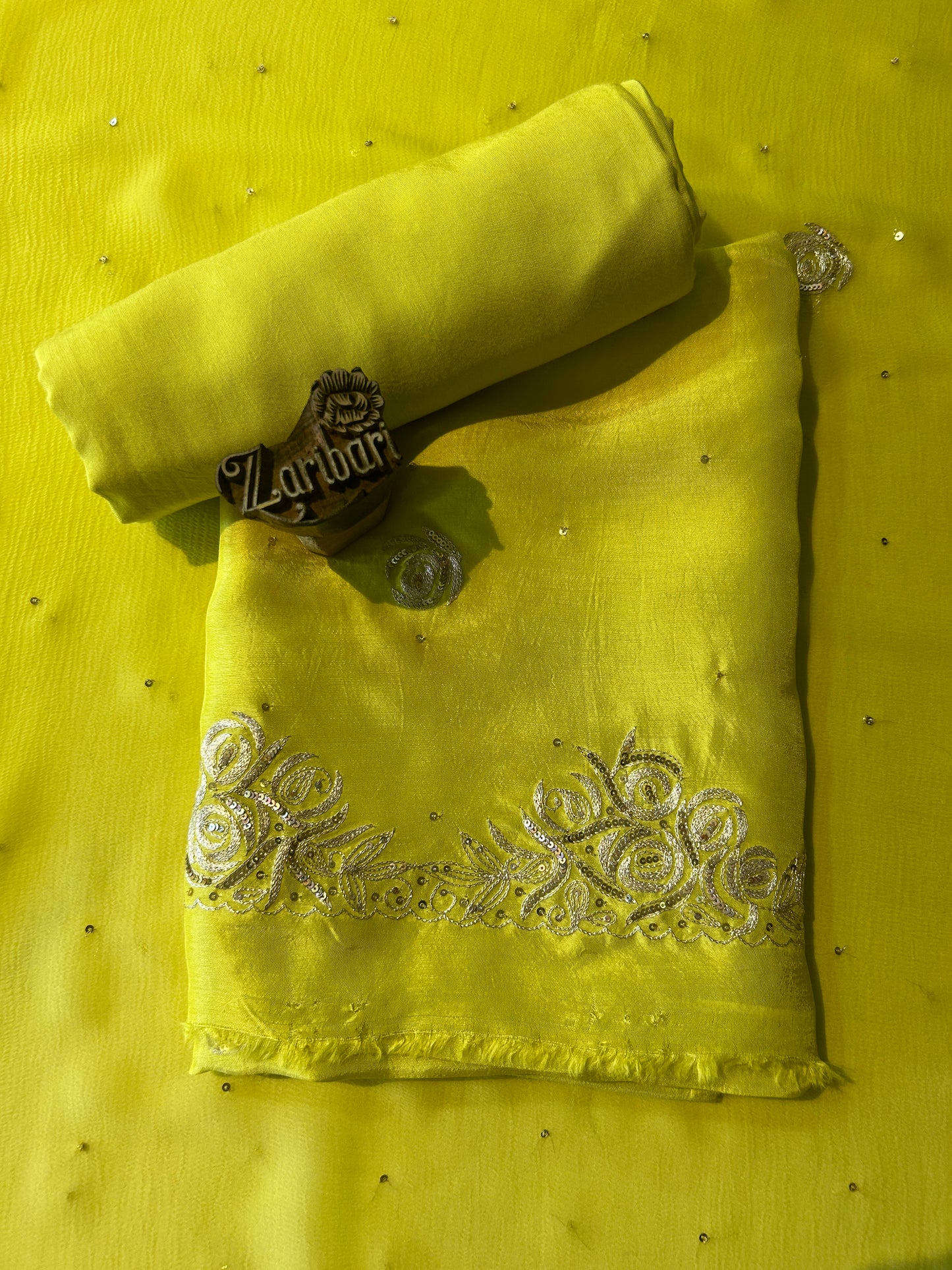 Yellow Colour Russian Silk Unstitched Suit