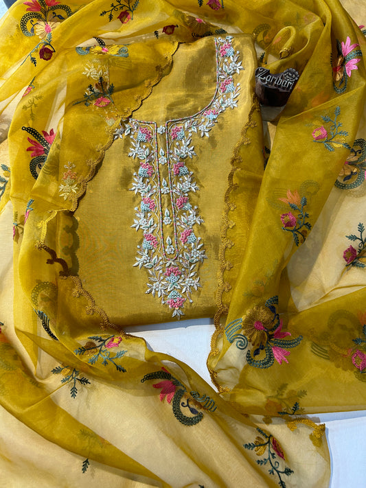 Upada Silk Golden Brown Unstitched Suit