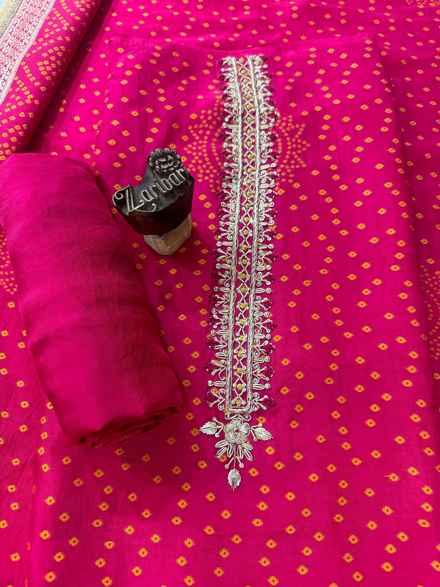 Rani Royale Bandhani Silk Suit Set