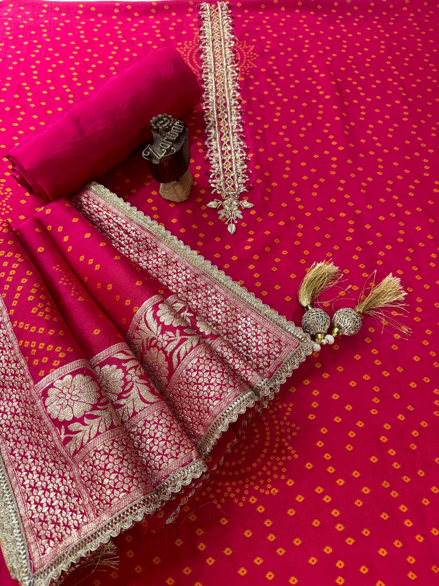 Rani Royale Bandhani Silk Suit Set