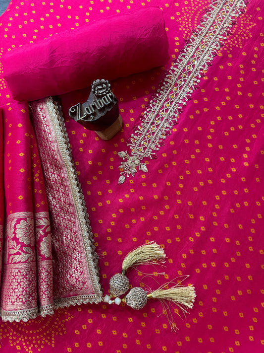 Rani Royale Bandhani Silk Suit Set