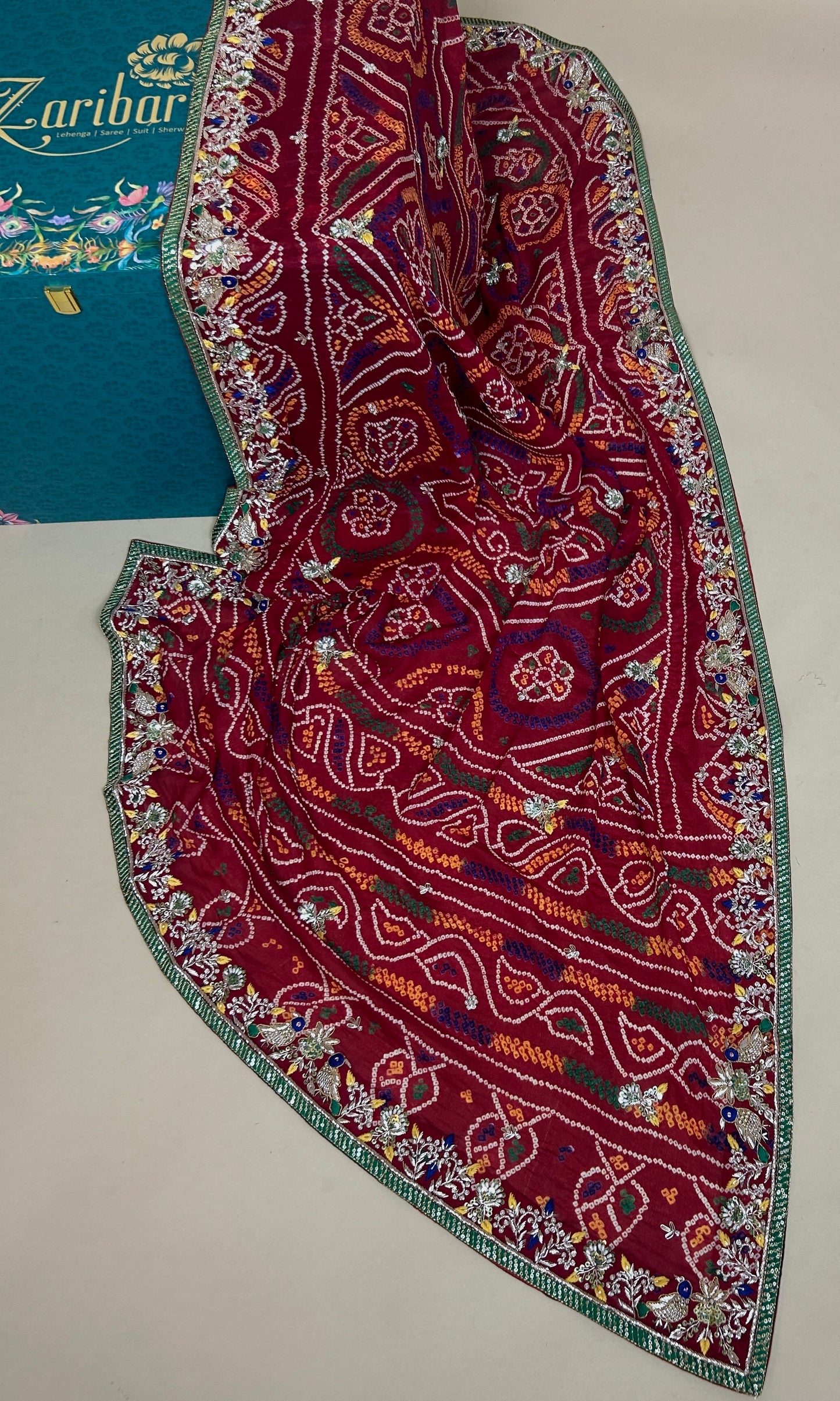 Red Chunari Double Chidiya Design