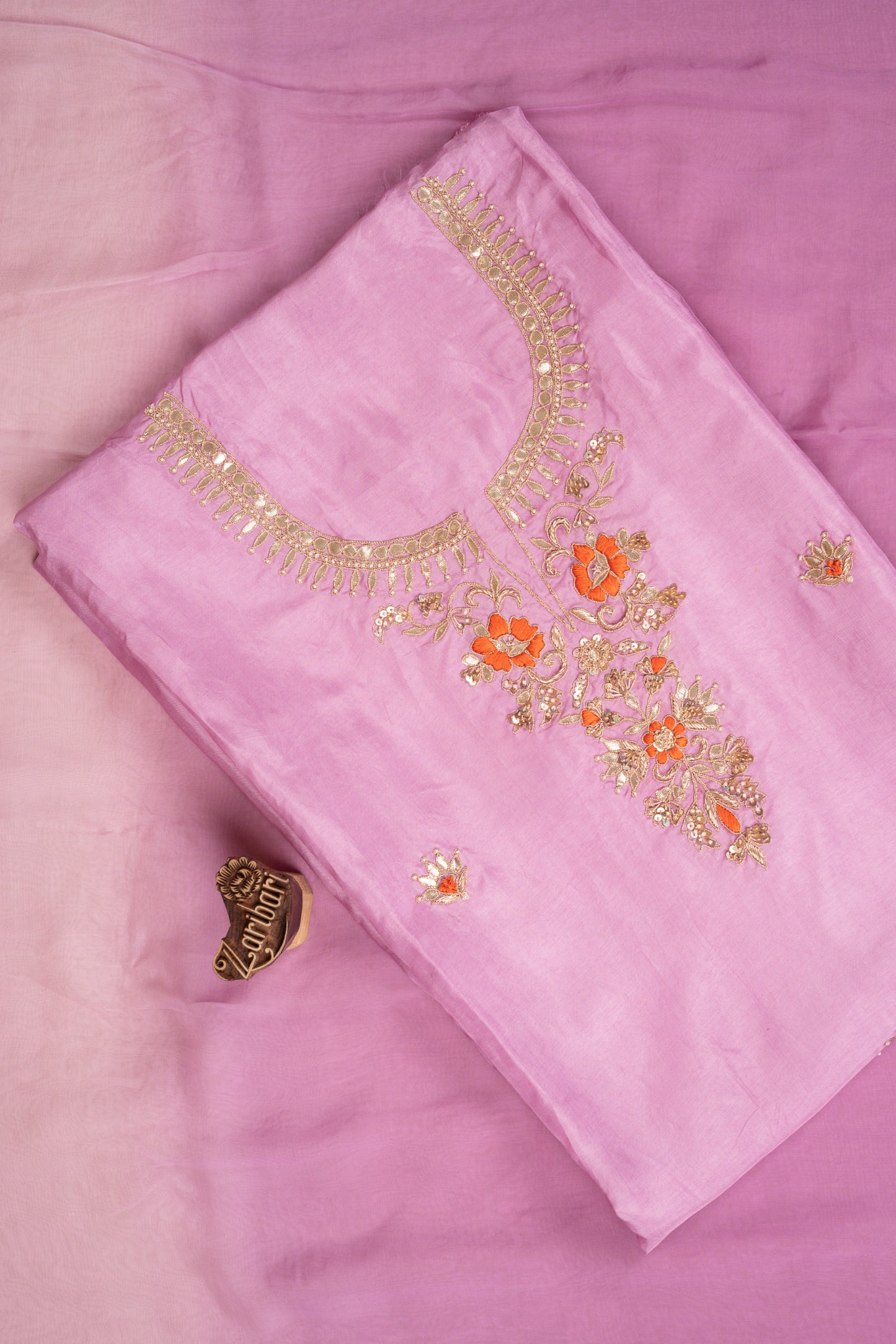 Lavender Upada Silk Unstitched Suit