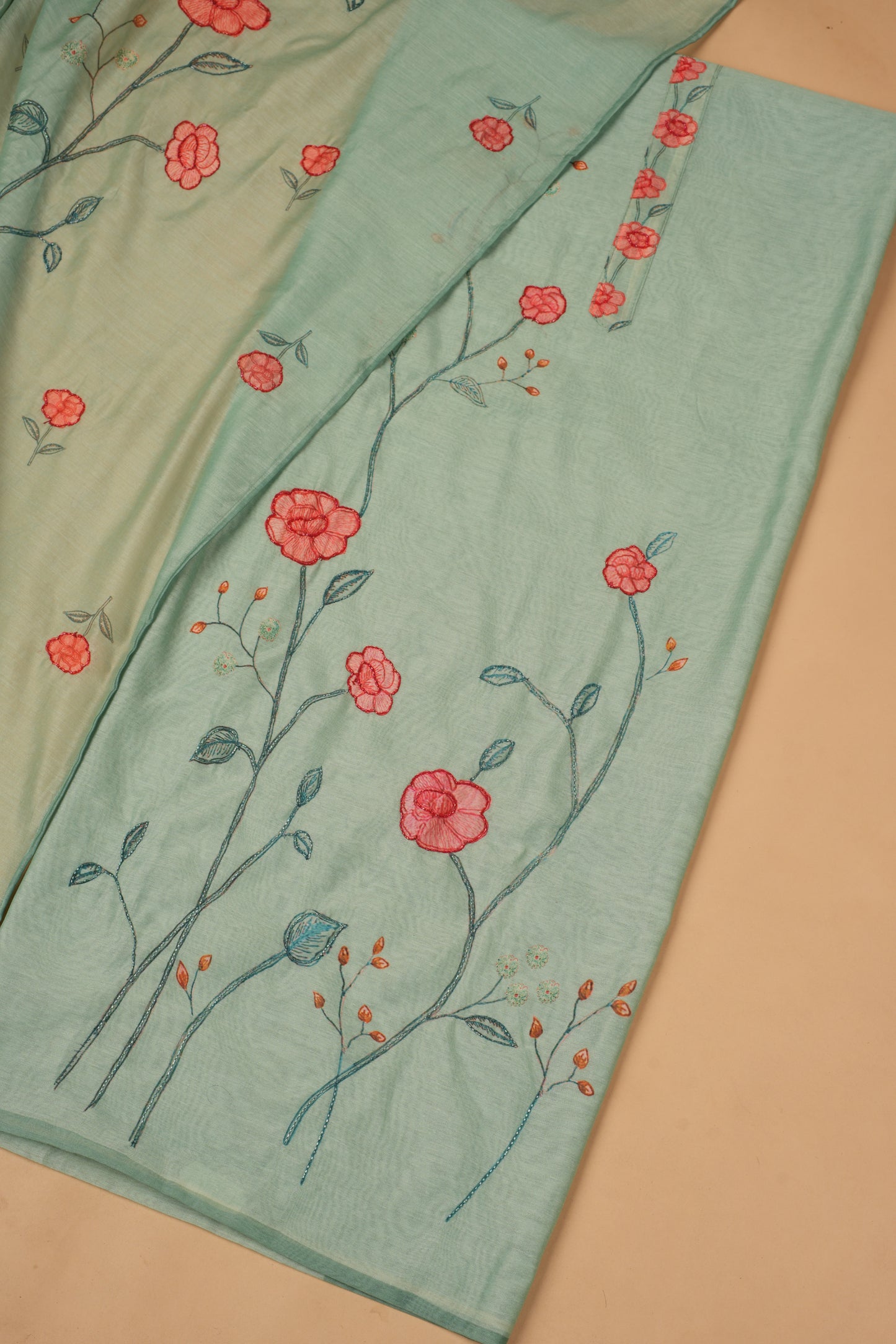 Light Sea Green DM-RCK38075 Chanderi Silk Unstitched Suit