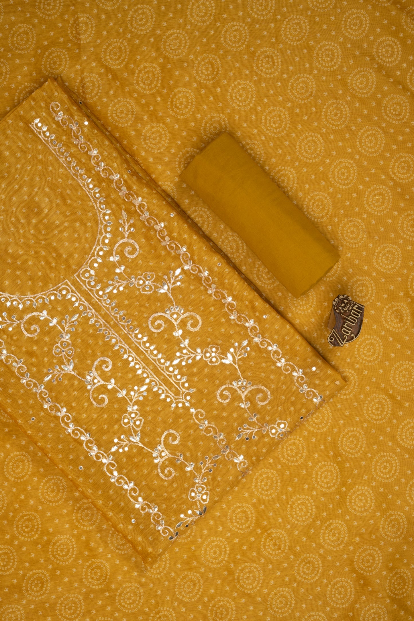 Light Lemon Yellow RK7515A Chanderi Silk Unstitched Suit