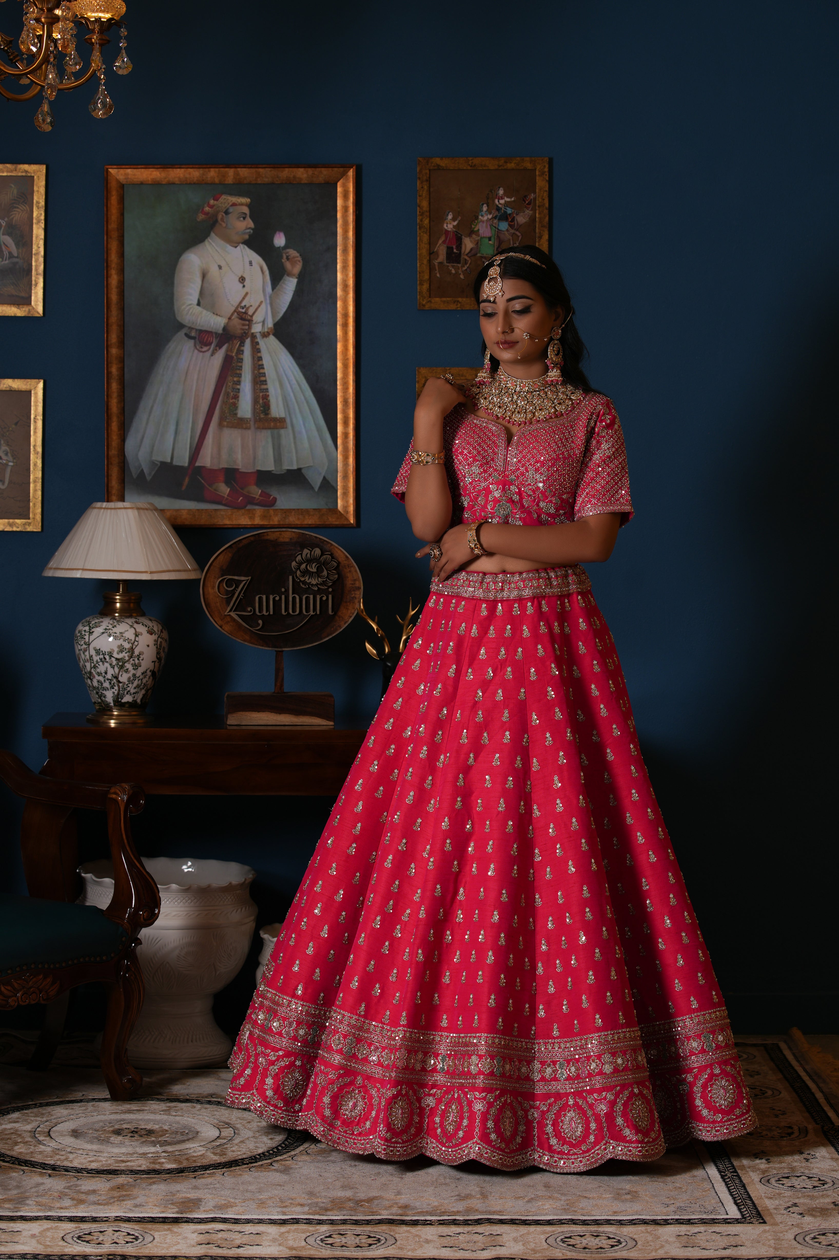Premium Red Raw Silk Indian Bridal Wear Lehenga Choli Dress – Nameera by  Farooq