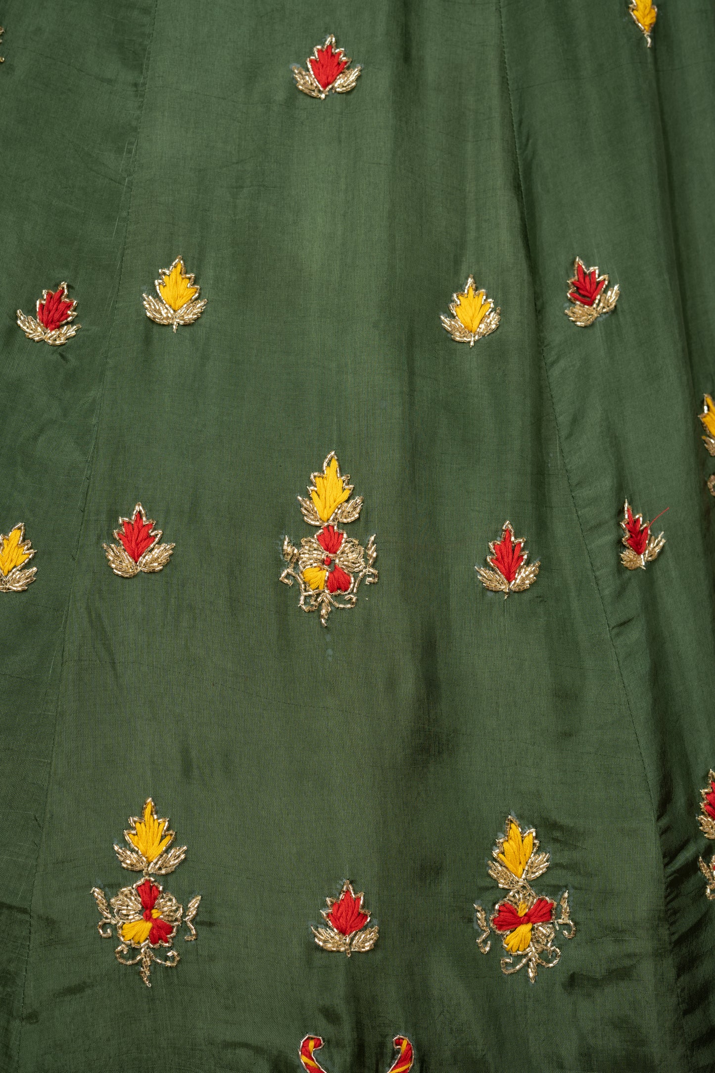 Mehndi Green Designer Kardana Elephant Upada Silk Lehenga