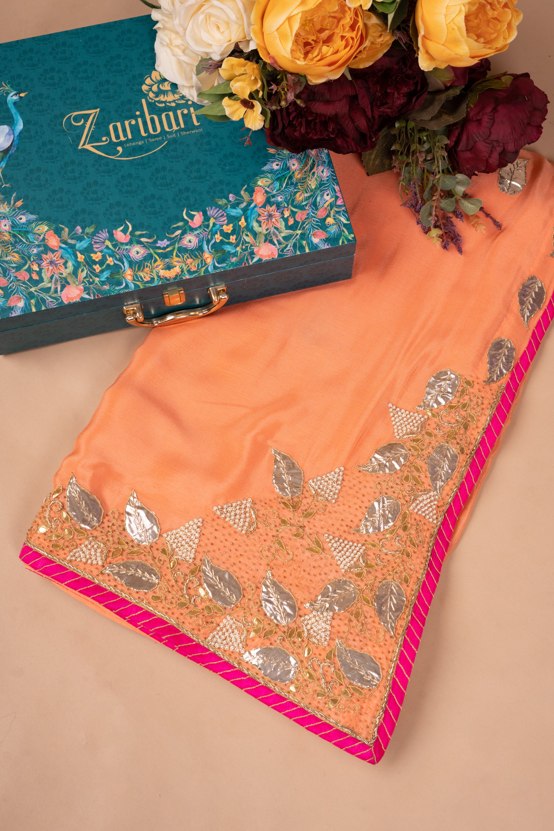 Peach Georgette Saree with Blouse Saree 1404SR03