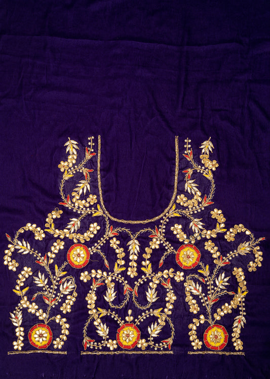 Purple Designer Jhad Design 9K Velvet Unstitched Blouse