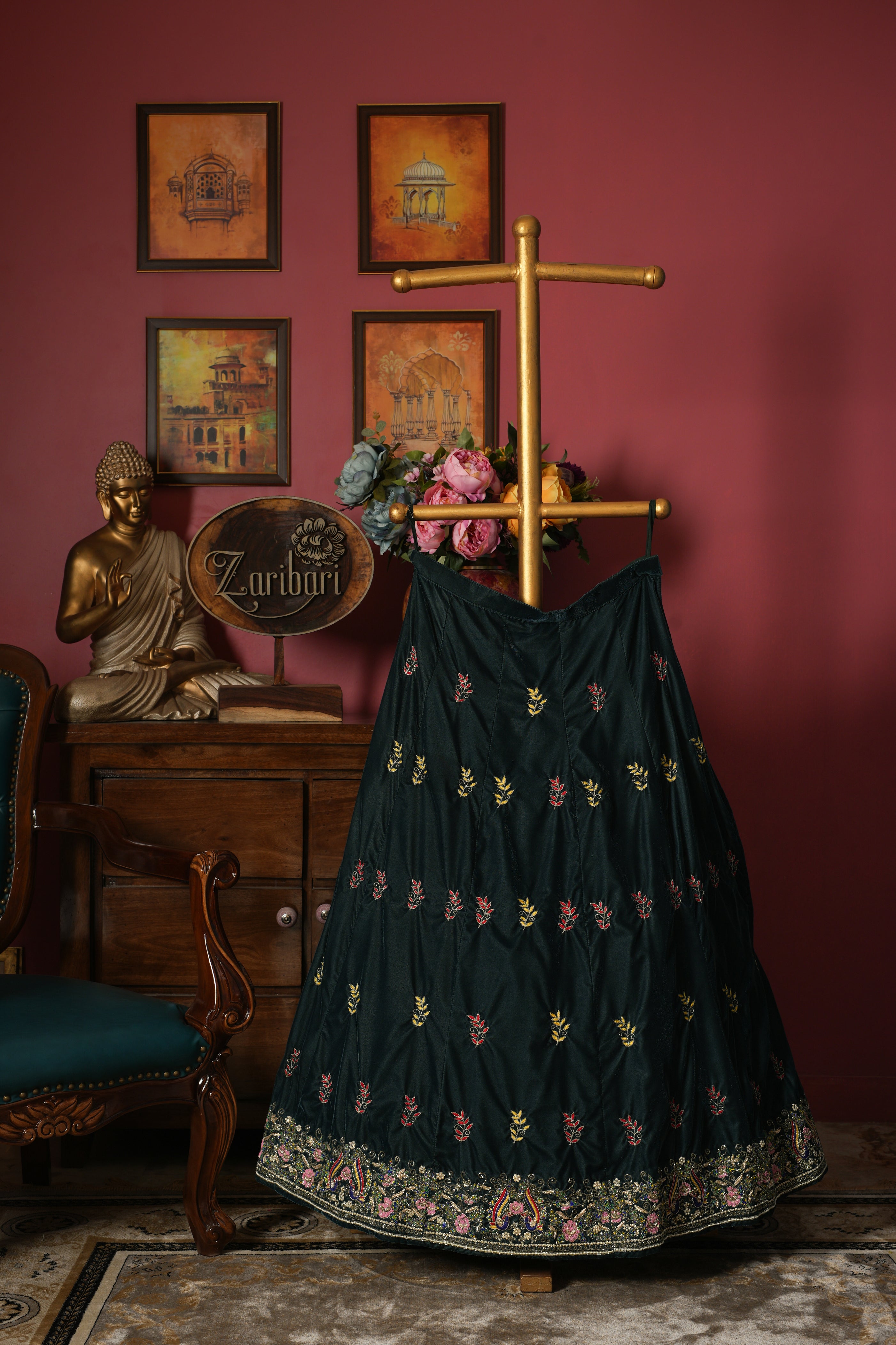 Multicolor Velvet Lehenga for Sangeet NIHAL – Panache Haute Couture