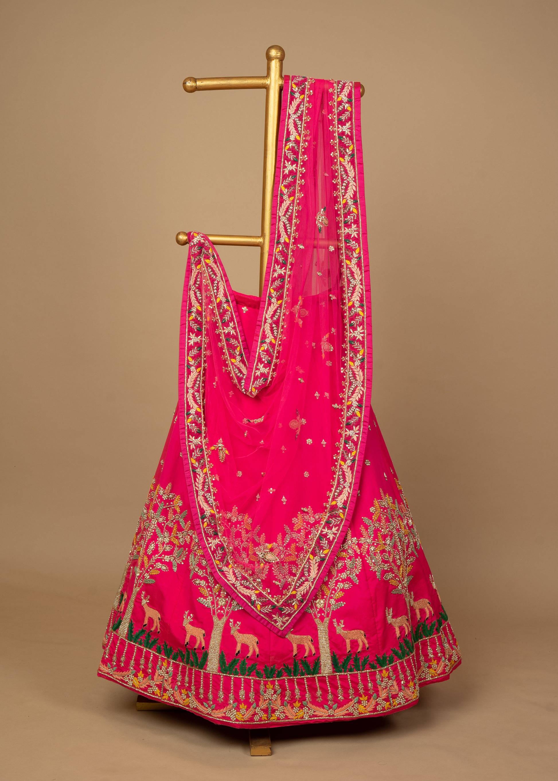 Gorgeous and New: The Latest Rani-Coloured Designer Taffeta Silk Lehenga  for Your Special Day! – Zaribari