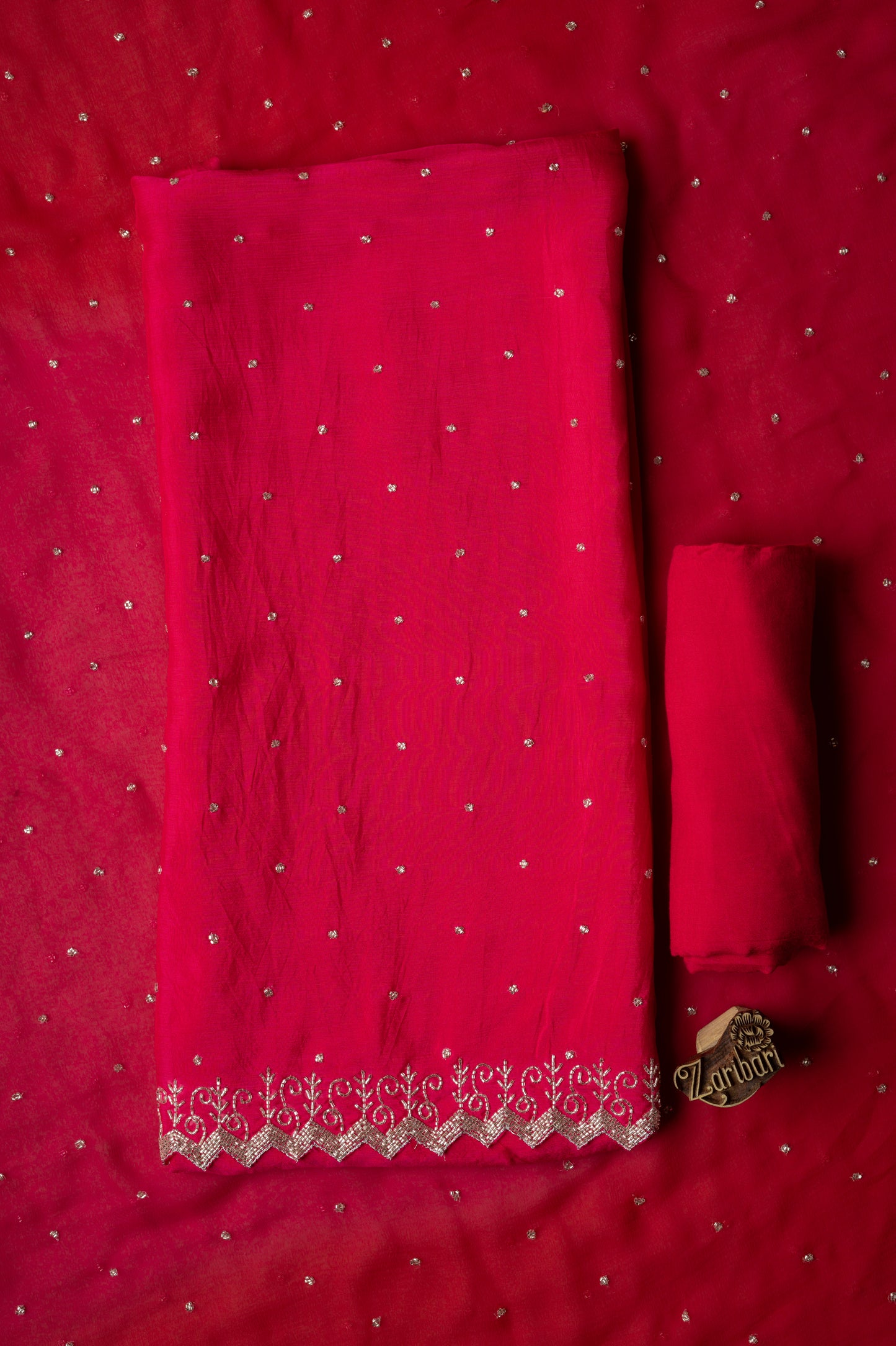 Rani Colour Kardana Cut Work Pure Dola Silk D2 Unstitched Suit