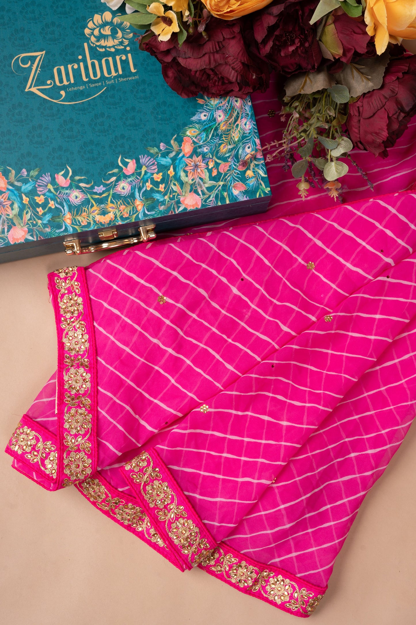 Rani Marodee Lahriya Georgette Lahriya Saree