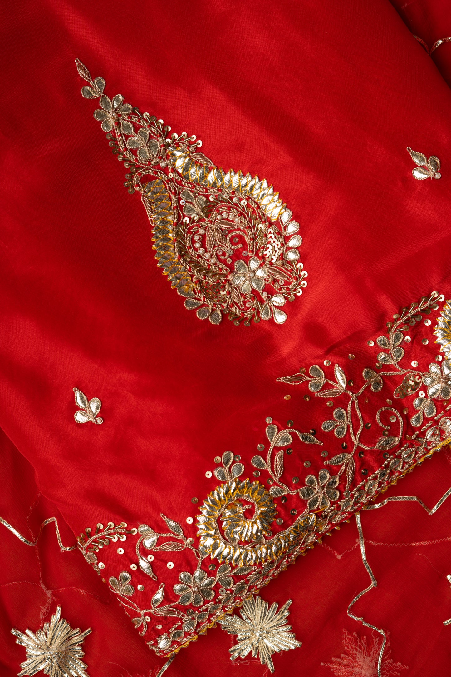 Red Border Daman Butta Upada Silk D1 Unstitched Suit
