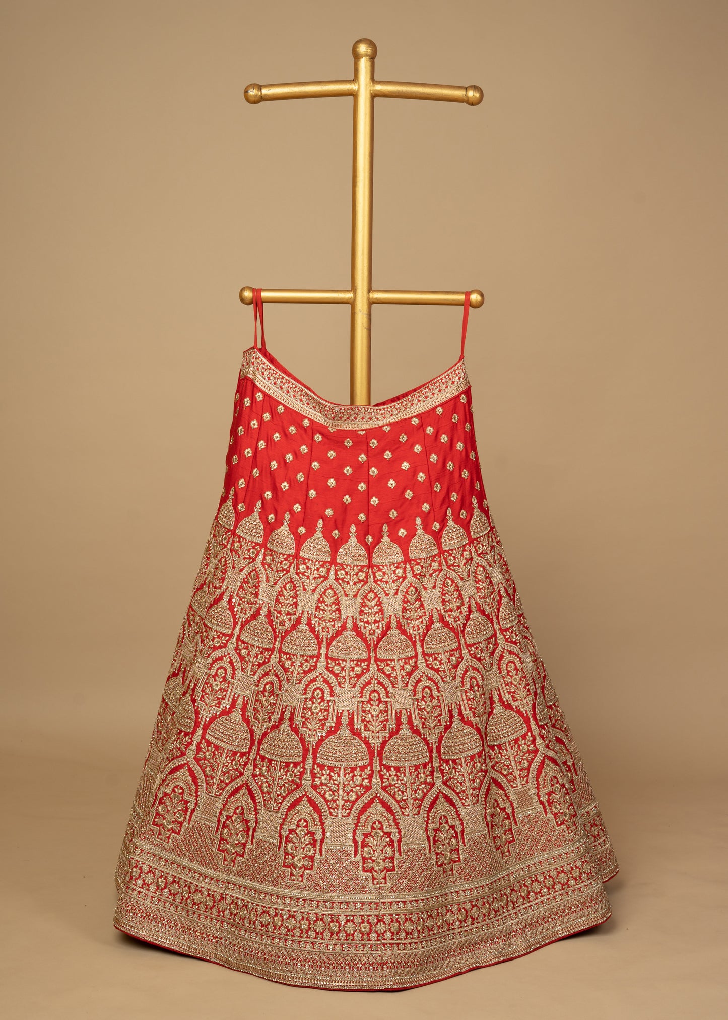 Red Designer Chhataree Design Raw Silk Bridal Lehenga