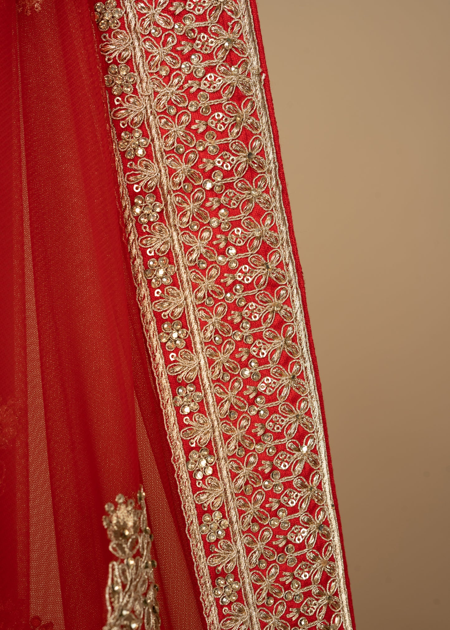 Red Designer Chhataree Design Raw Silk Bridal Lehenga