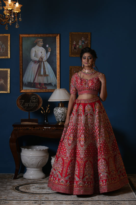 Red Designer DD Silk Lehenga