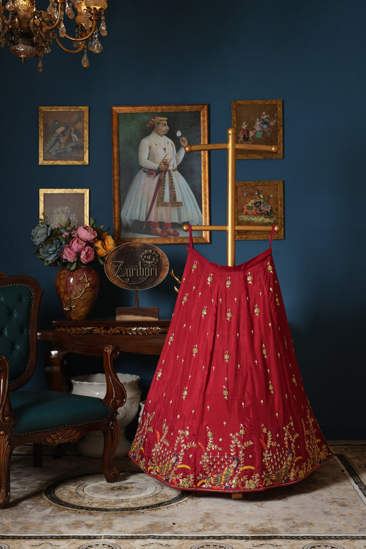 Red Designer Upada Silk Lehenga