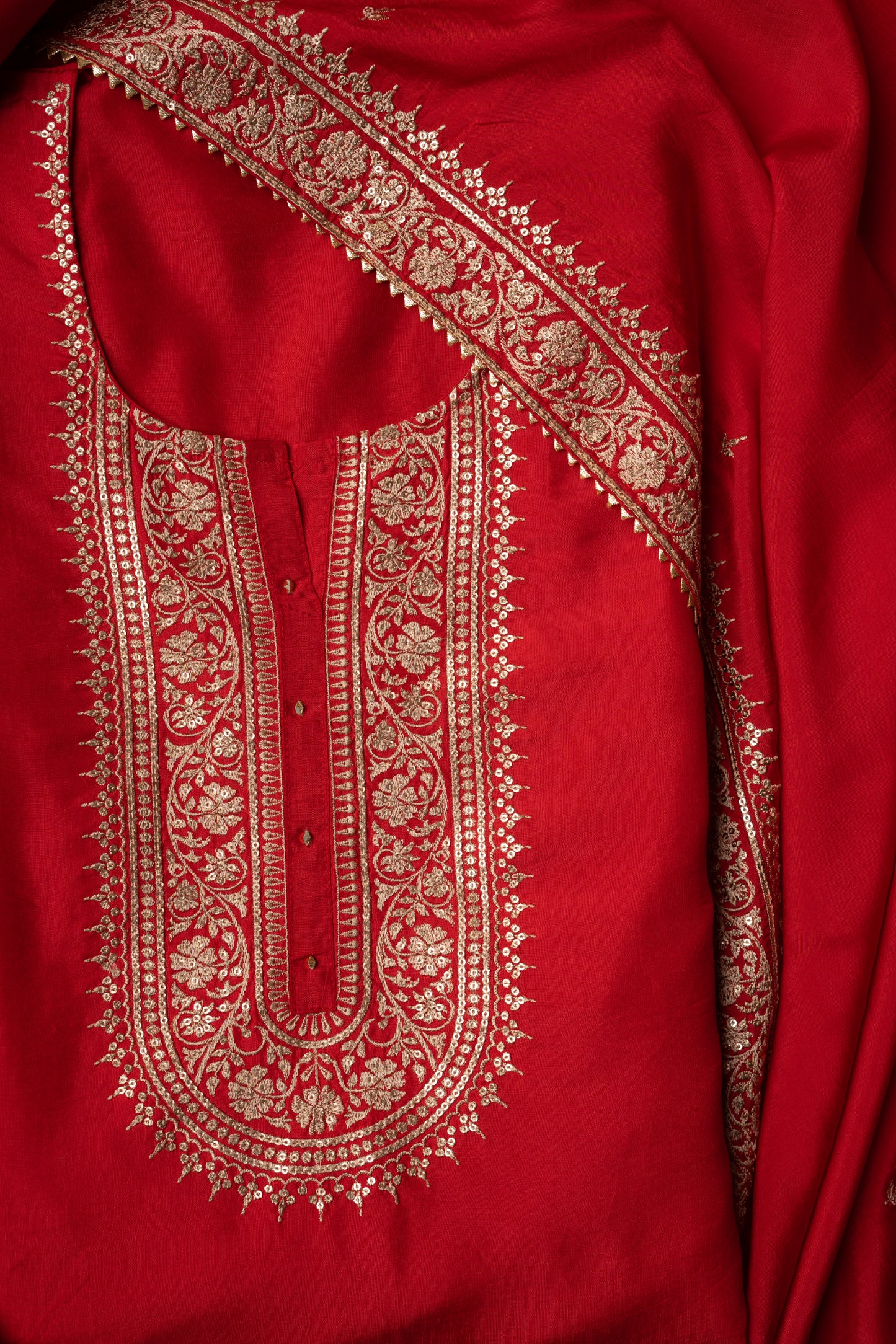 Red Neck Design Dola Silk Unstitched Suit