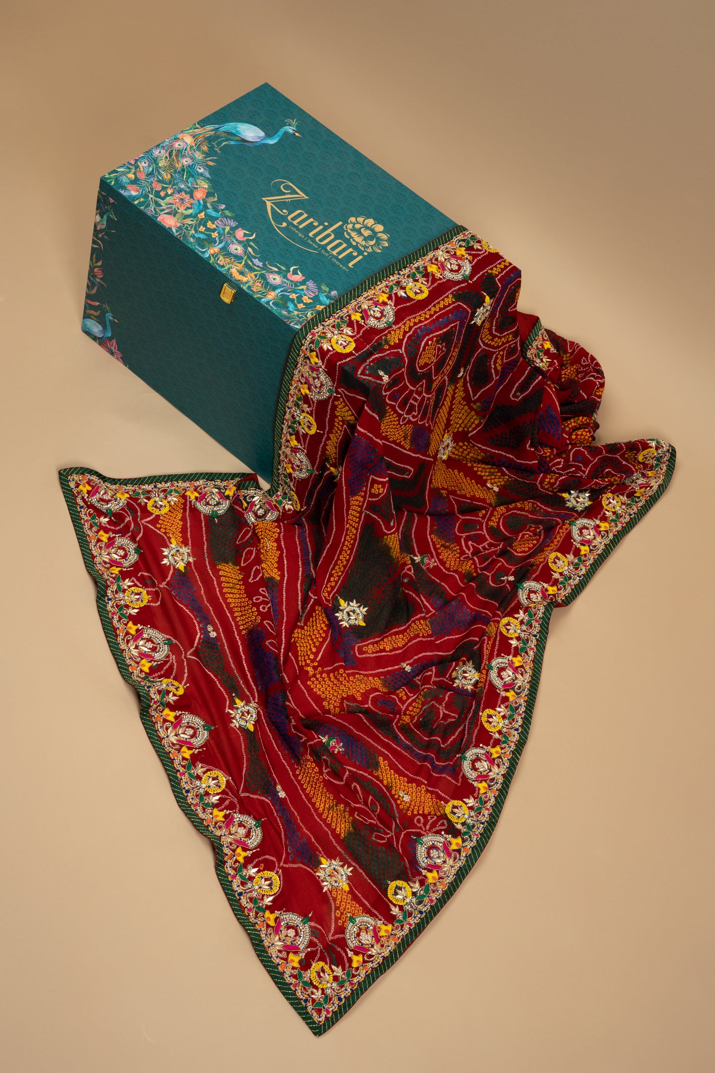 Reddish Maroon Big & small Flower Pure Crepe Chunari