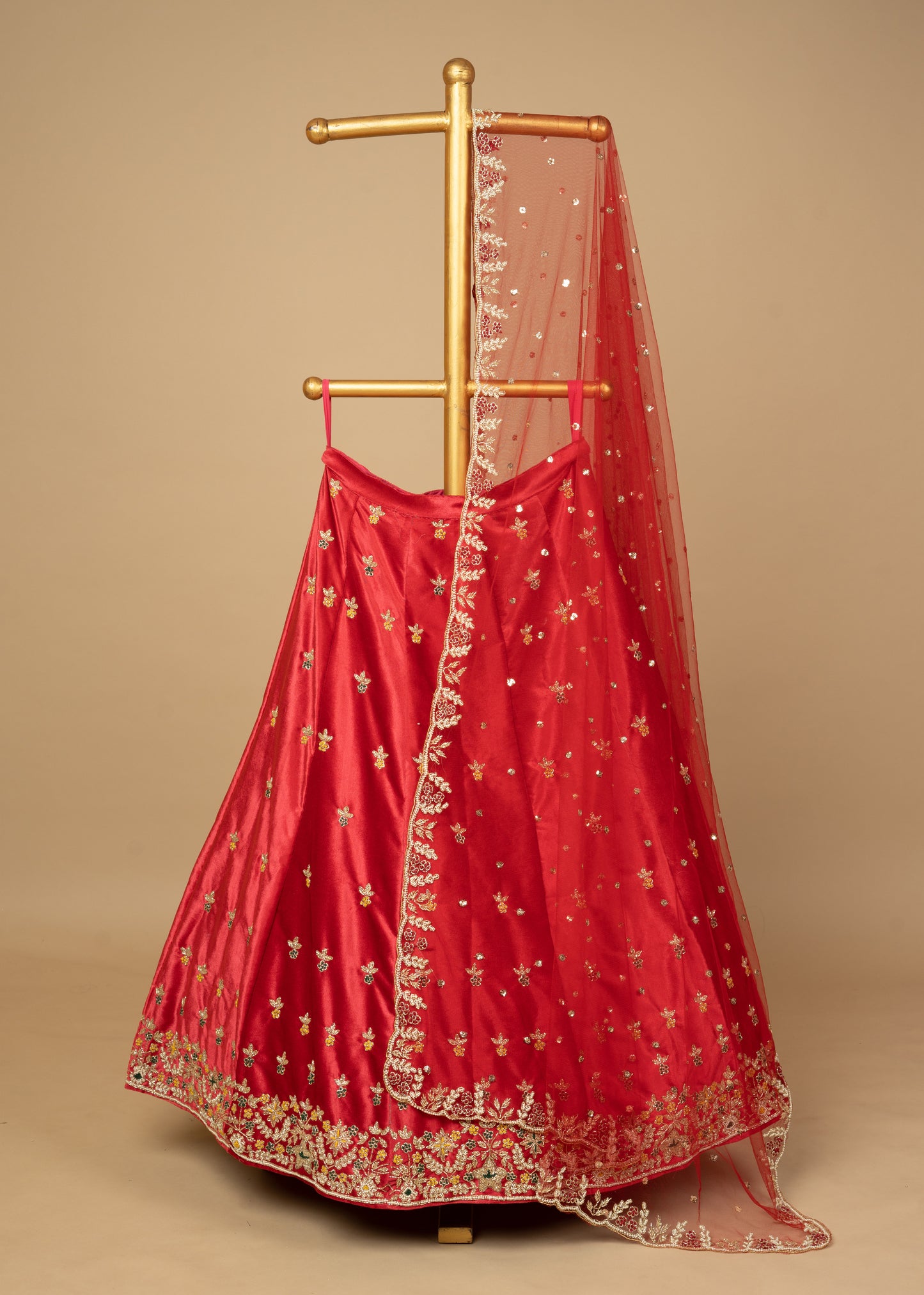 Reddish Maroon Designer Kardana Border Lycra Velvet Lehenga