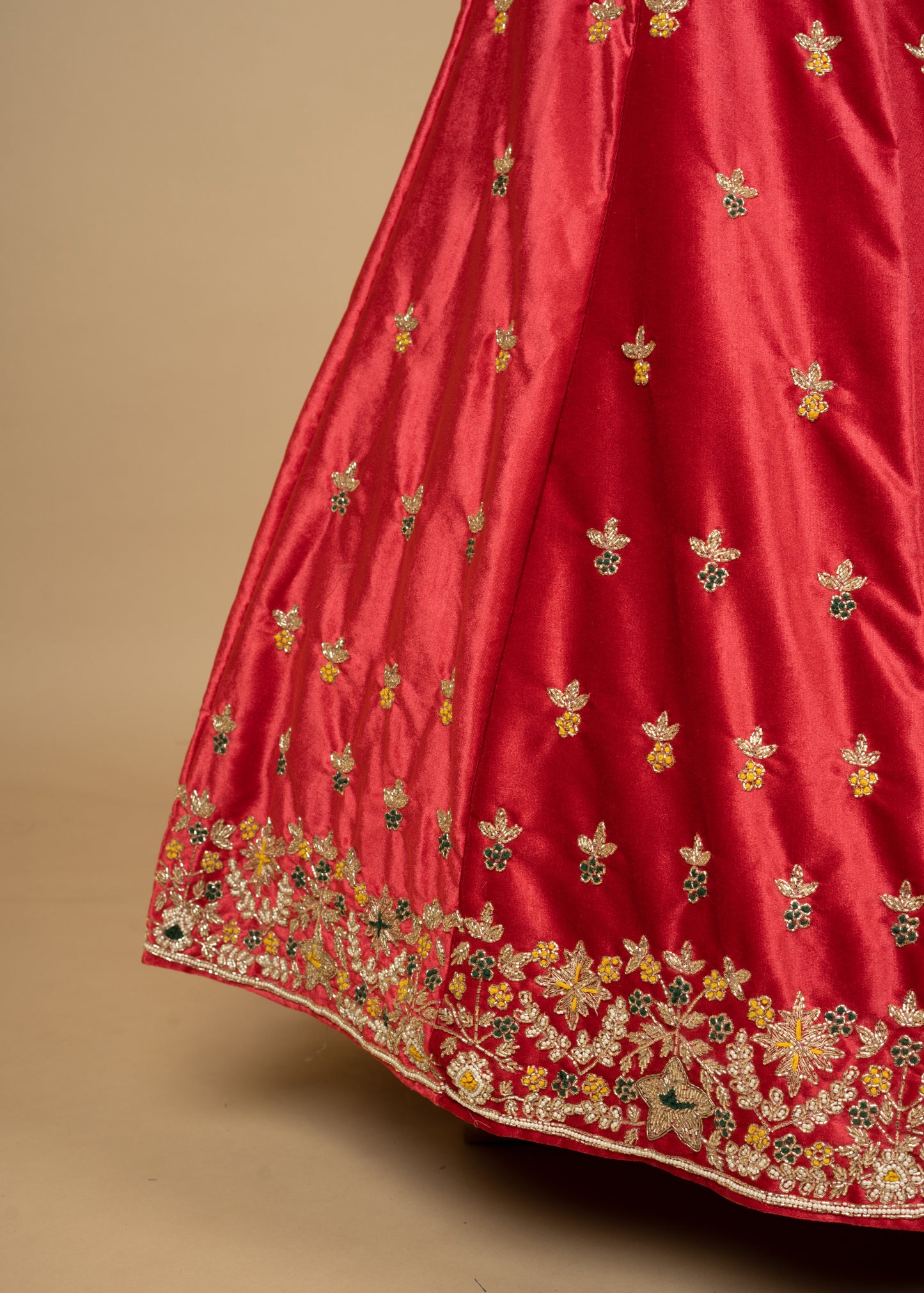 Reddish Maroon Designer Kardana Border Lycra Velvet Lehenga