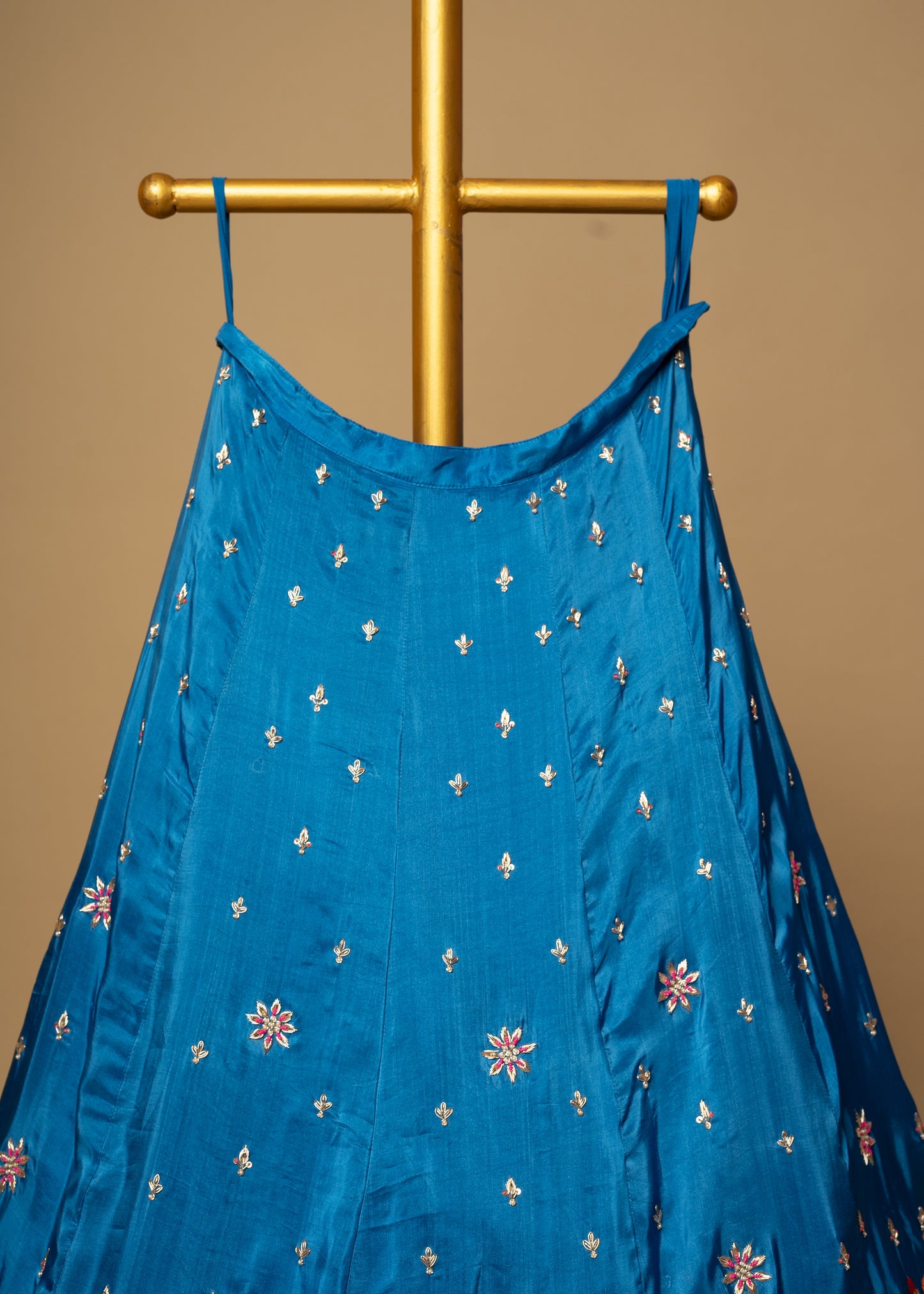 Royal Blue Designer Mukesh Design Upada Silk Lehenga
