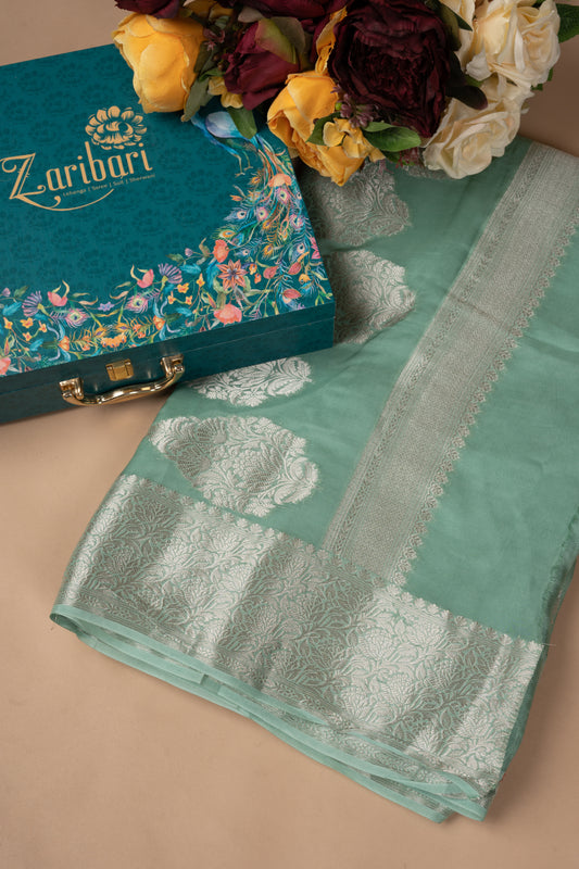 Sea Green K-5691 Organza Saree