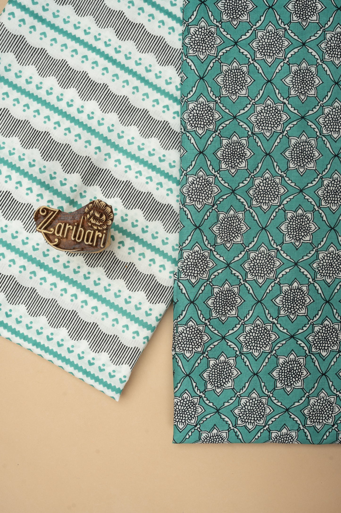 Sea Green Printed D11 Cotton Unstitched Suit