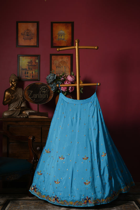 Sky Blue Designer Dola Silk Lehenga