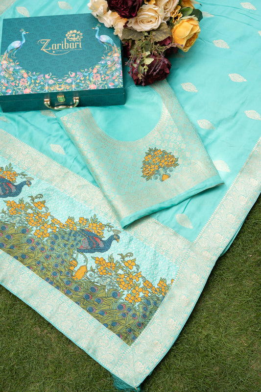 Sky Blue K-6600 Dola Silk Saree