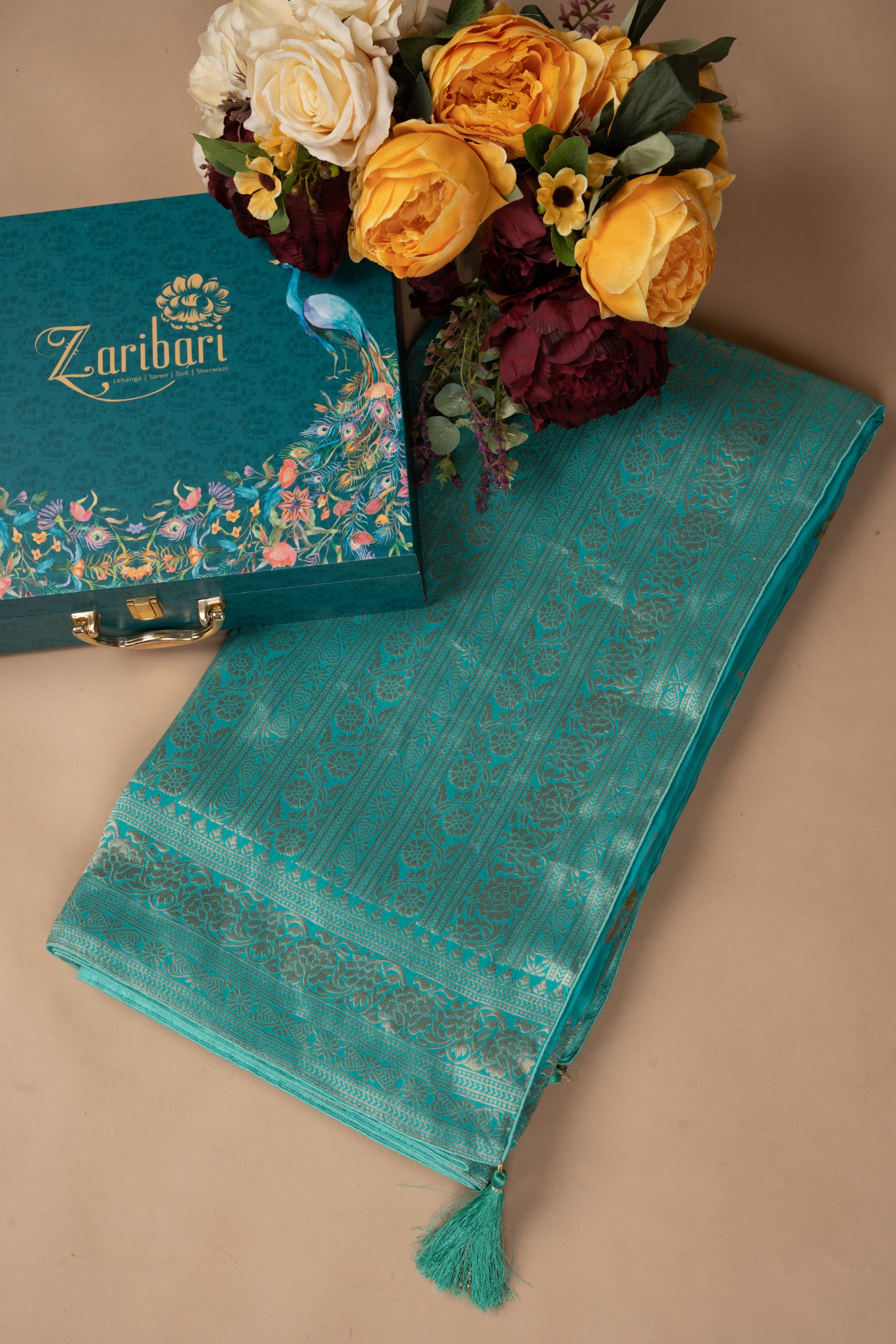 Sky Blue Banarasee Chiffon Saree | Silk Sarees Banarasi – ViBha