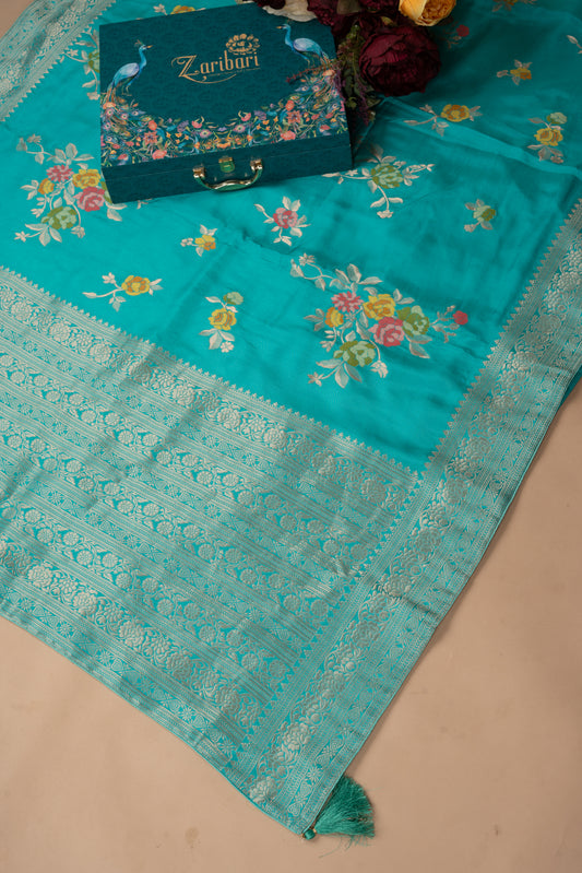 Sky Blue K-7605 Dola Silk Saree