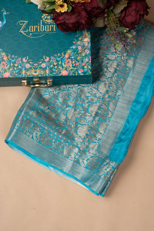 Sky Gray K-6897 Organza Saree