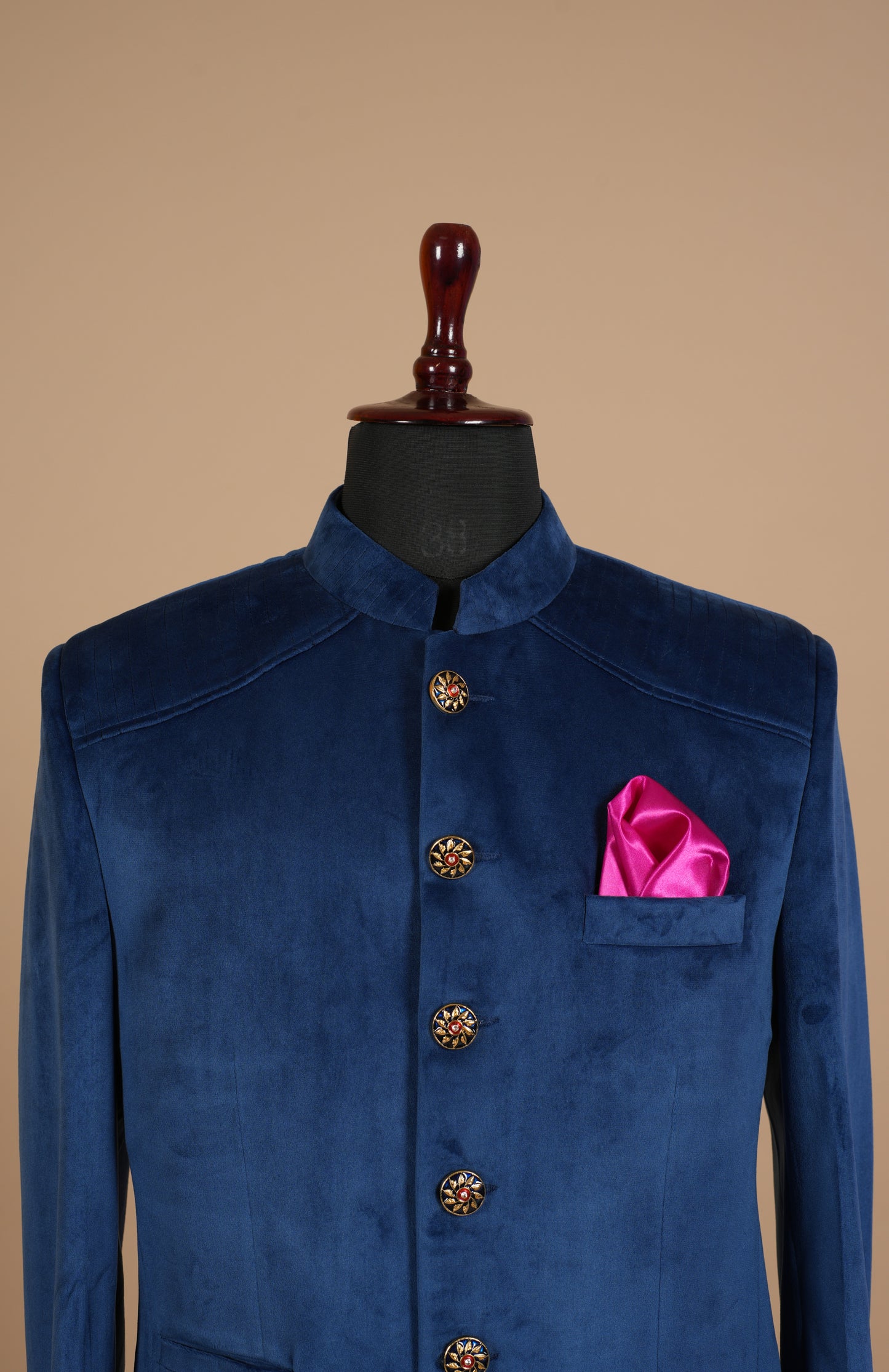 Teal Blue Designer Velvet Jodhpuri Blazer